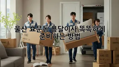 울산 효문동 용달이사, 똑똑하게 준비하는 방법 🚚💨